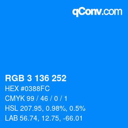 Color code: RGB 3 136 252 | qconv.com