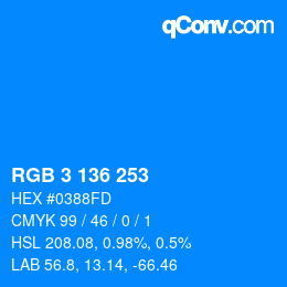 Color code: RGB 3 136 253 | qconv.com