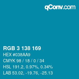 Color code: RGB 3 138 169 | qconv.com