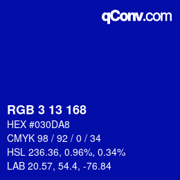 Color code: RGB 3 13 168 | qconv.com