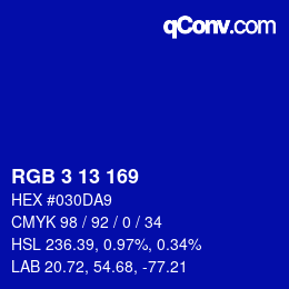 カラーコード: RGB 3 13 169 | qconv.com