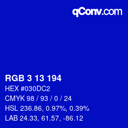 Color code: RGB 3 13 194 | qconv.com