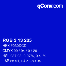 Farbcode: RGB 3 13 205 | qconv.com