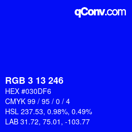 Color code: RGB 3 13 246 | qconv.com