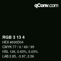 颜色代码: RGB 3 13 4 | qconv.com