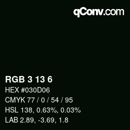颜色代码: RGB 3 13 6 | qconv.com