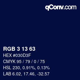 Color code: RGB 3 13 63 | qconv.com