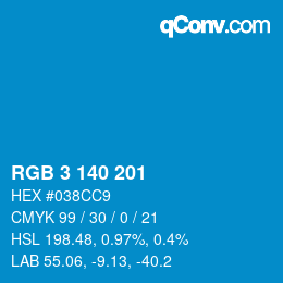 Color code: RGB 3 140 201 | qconv.com