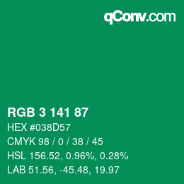 Color code: RGB 3 141 87 | qconv.com