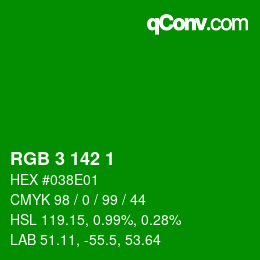 Color code: RGB 3 142 1 | qconv.com