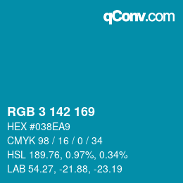 Color code: RGB 3 142 169 | qconv.com