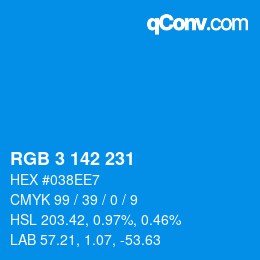 Color code: RGB 3 142 231 | qconv.com