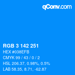 Color code: RGB 3 142 251 | qconv.com