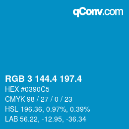 カラーコード: RGB 3 144.4 197.4 | qconv.com