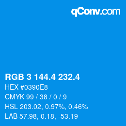 カラーコード: RGB 3 144.4 232.4 | qconv.com