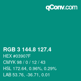 カラーコード: RGB 3 144.8 127.4 | qconv.com