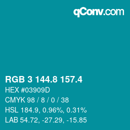 カラーコード: RGB 3 144.8 157.4 | qconv.com