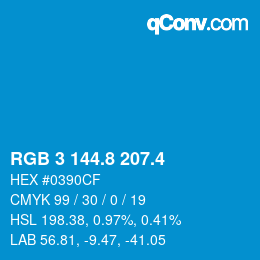 カラーコード: RGB 3 144.8 207.4 | qconv.com