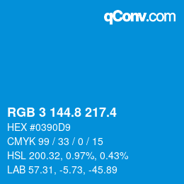 カラーコード: RGB 3 144.8 217.4 | qconv.com
