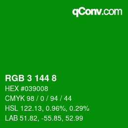 Color code: RGB 3 144 8 | qconv.com