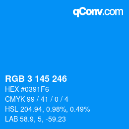 Color code: RGB 3 145 246 | qconv.com