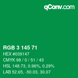 Color code: RGB 3 145 71 | qconv.com
