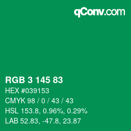 Color code: RGB 3 145 83 | qconv.com