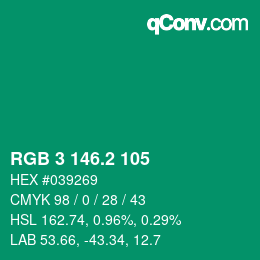カラーコード: RGB 3 146.2 105 | qconv.com