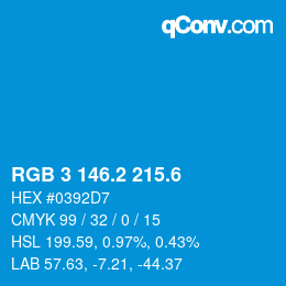 カラーコード: RGB 3 146.2 215.6 | qconv.com