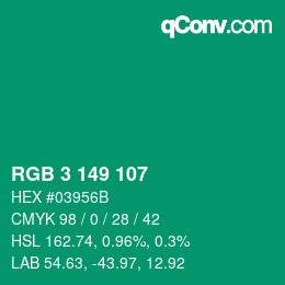 Color code: RGB 3 149 107 | qconv.com