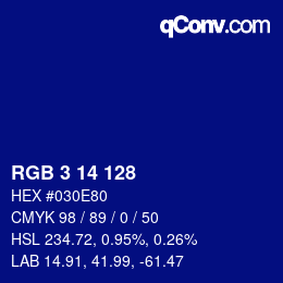 カラーコード: RGB 3 14 128 | qconv.com