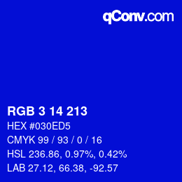 Color code: RGB 3 14 213 | qconv.com