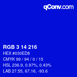 Color code: RGB 3 14 216 | qconv.com