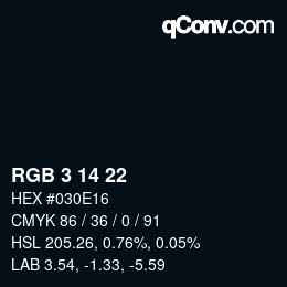 Color code: RGB 3 14 22 | qconv.com