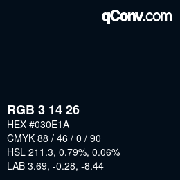 カラーコード: RGB 3 14 26 | qconv.com