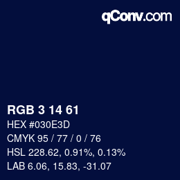 Color code: RGB 3 14 61 | qconv.com
