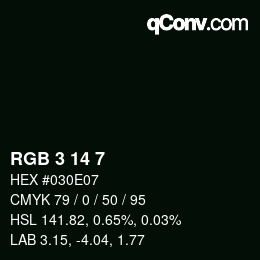 Color code: RGB 3 14 7 | qconv.com