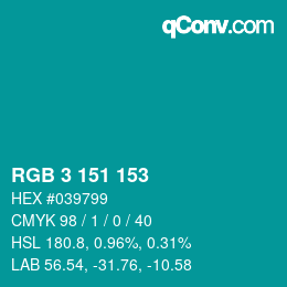 Color code: RGB 3 151 153 | qconv.com