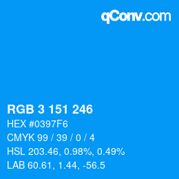 Color code: RGB 3 151 246 | qconv.com