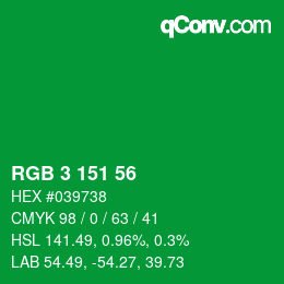Color code: RGB 3 151 56 | qconv.com