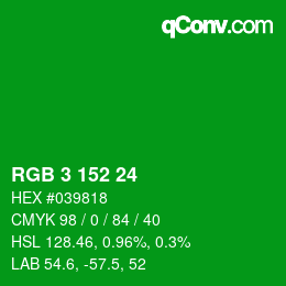 Color code: RGB 3 152 24 | qconv.com