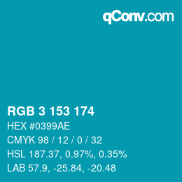 Color code: RGB 3 153 174 | qconv.com