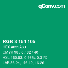 Color code: RGB 3 154 105 | qconv.com
