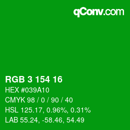 Color code: RGB 3 154 16 | qconv.com