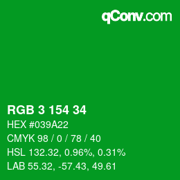 Color code: RGB 3 154 34 | qconv.com