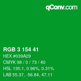 Color code: RGB 3 154 41 | qconv.com
