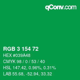 Color code: RGB 3 154 72 | qconv.com