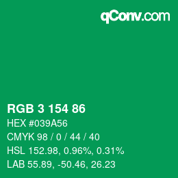 Color code: RGB 3 154 86 | qconv.com