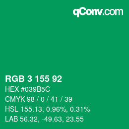颜色代码: RGB 3 155 92 | qconv.com