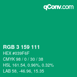 Color code: RGB 3 159 111 | qconv.com